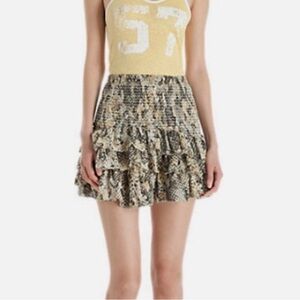 Isabel Marant silk snake print Ruffled Skirt